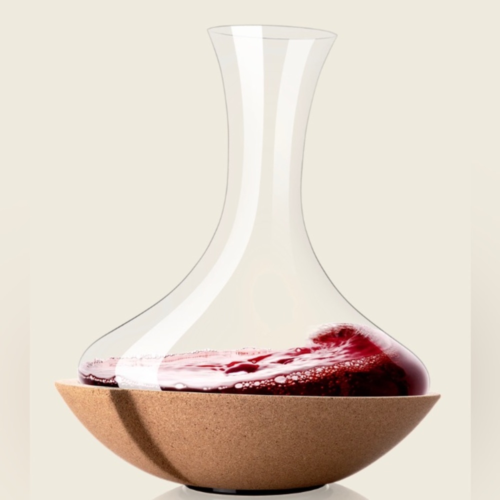 Vacu Vin Spinning Swirling Wine Carafe Decanter Aerator Crystal with Cork Base